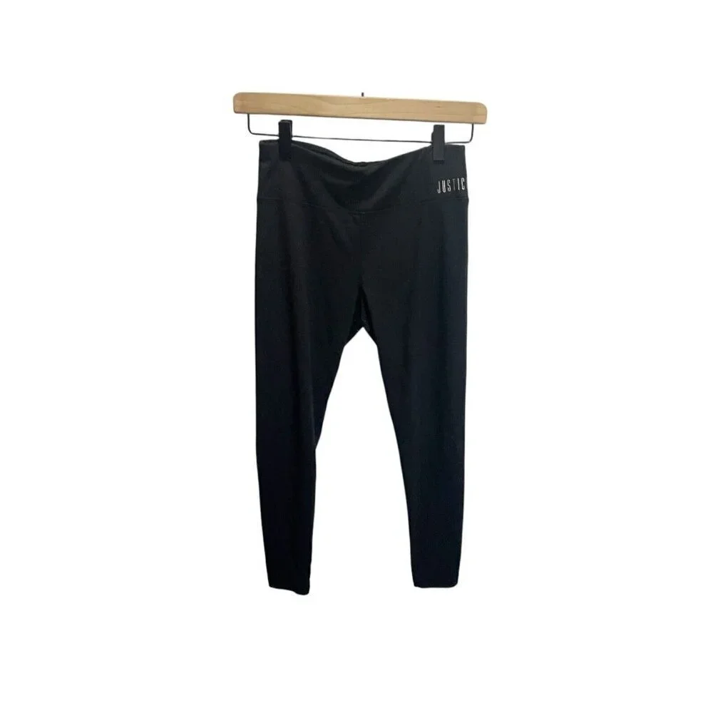 Justice Active Girls Black Leggings size 10 plus Stretch Activewear